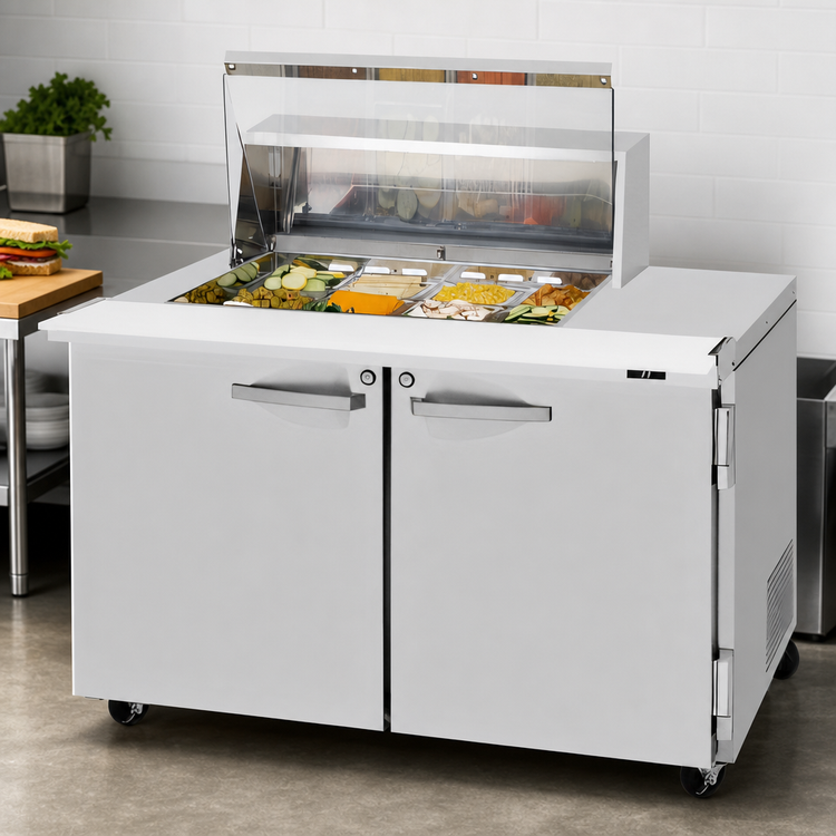 Product image #3 for Turbo Air PRO Series 48-Inch 2-Section Refrigerated Sandwich/Salad Mega Prep Table with Clear Lid