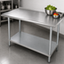 Thumbnail image #3 for Advance Tabco 84 Inch x 30 Inch 16 Gauge 430 Stainless Steel Work Table with 1-1/2 Inch Rear Up-Turn and Galvanized Undershelf