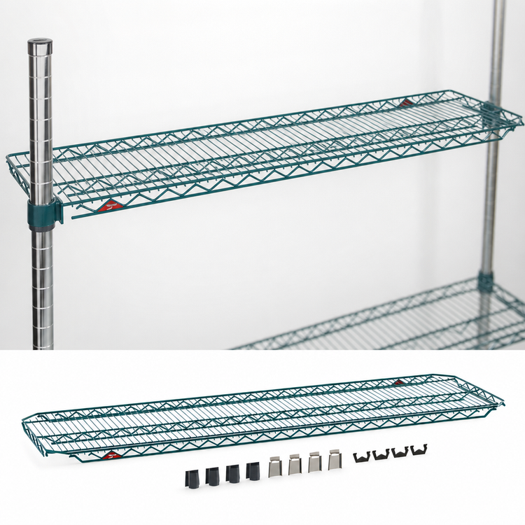 Product image #3 for Metro Super Erecta EZ-ADD Wire Shelf with Corner Hardware, 60"W x 18"D, Metroseal Green