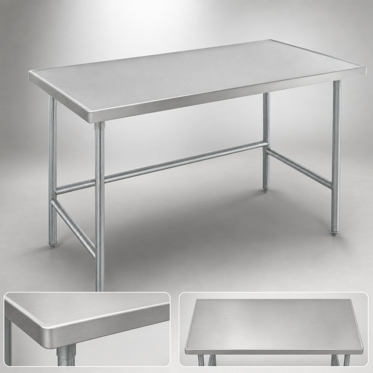Product image #3 for Advance Tabco 60-Inch x 24-Inch 14 Gauge 304 Stainless Steel Flat Top Work Table with Galvanized Base