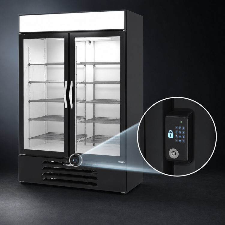 Product image #3 for Beverage-Air MarketMax IQ Two-Section Reach-In Glass Door Freezer Merchandiser, 46.2 Cu. Ft., Black