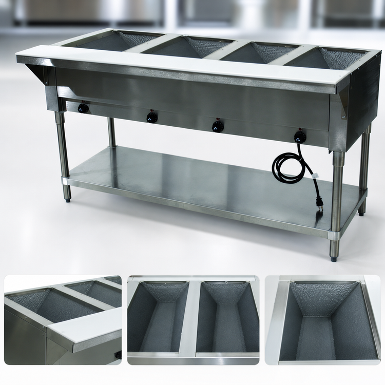 Product image #3 for Advance Tabco Triumph Supreme 4-Well Electric Hot Food Table with Undershelf and Cutting Board Shelf