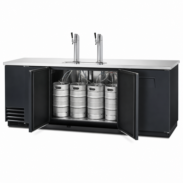 Product image #3 for True TDD-4-HC 90-Inch Draft Beer Cooler with 4 Half-Barrel Keg Capacity and 2 Columns