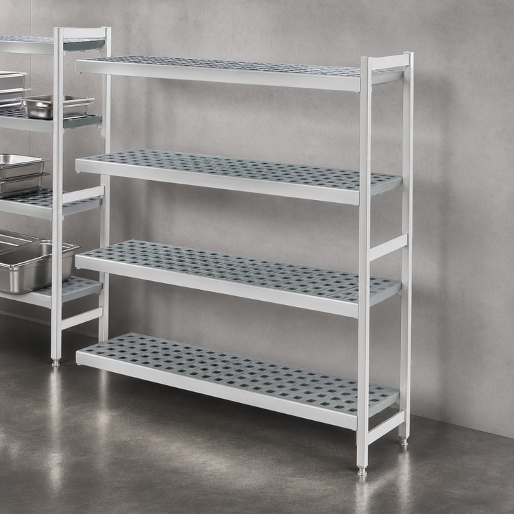Product image #3 for Fermostock 4-Tier Polymer Shelving Unit Expansion Kit, 66" H x 47" W x 22" D