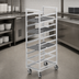 Thumbnail image #3 for Channel Standard Series Single-Section Aluminum Cafeteria Tray Rack, 36-Inch High, 14-Tray Capacity with 5-Inch Swivel Plate Casters