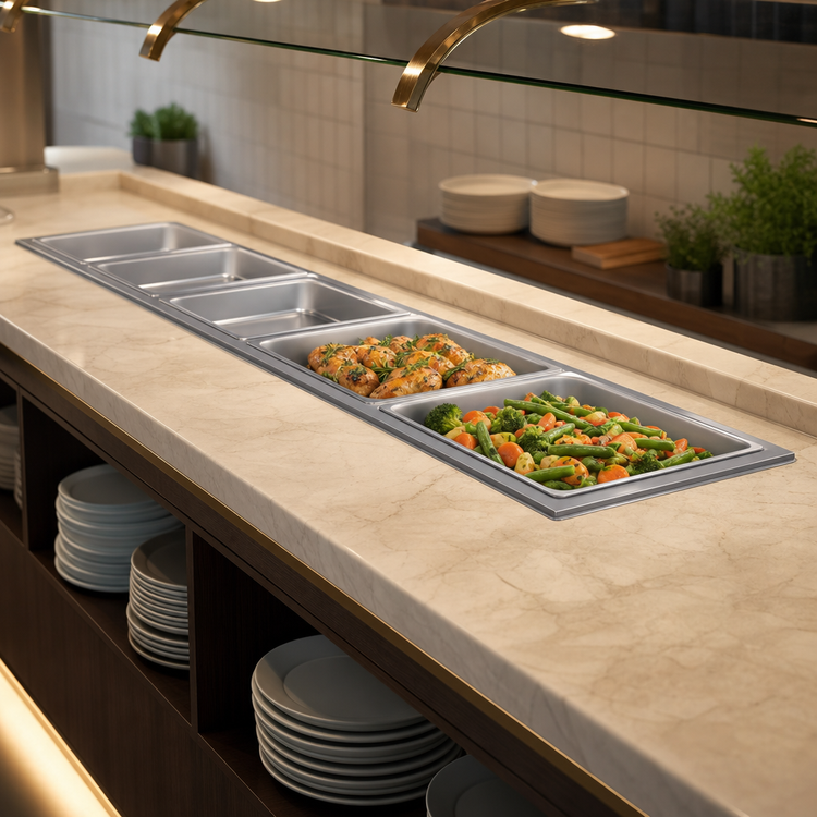 Product image #3 for Hatco Drop-In Modular Slim Heated Well with Manifold Drains, 2 Full-Size Pan Capacity