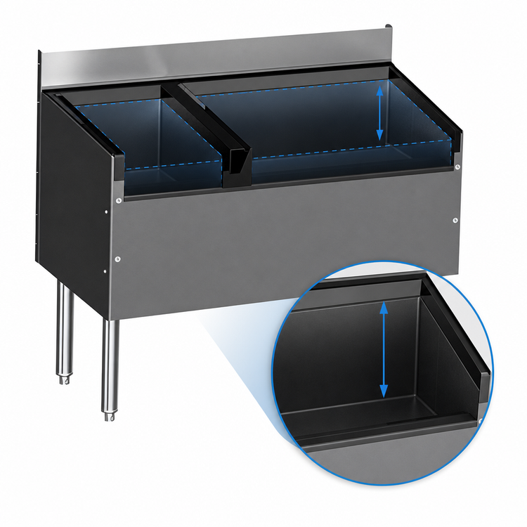 Product image #3 for Choice Extra Deep 48-Inch Underbar Combo Ice Bin/Cocktail Unit with Left Bottle Well and 10-Circuit Cold Plate