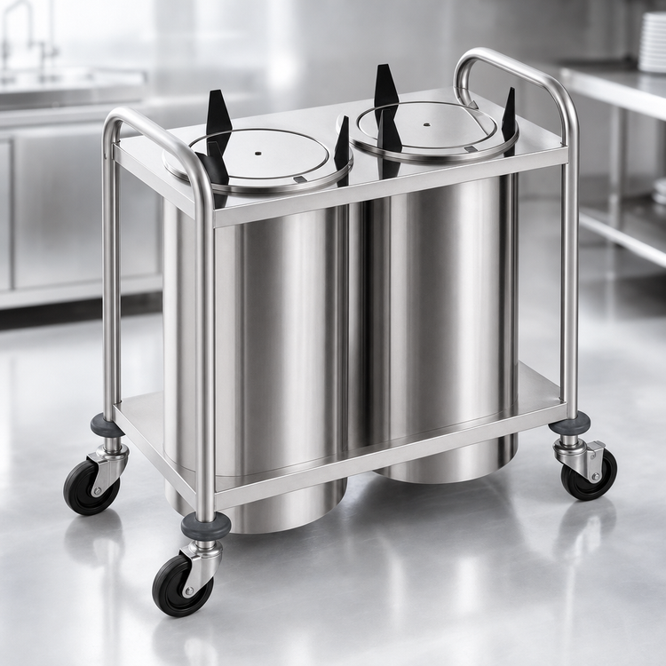 Product image #3 for Atlas Metal MOPD3-12 Mobile Open Frame Unheated 3-Stack Plate Dispenser for 12 Inch Dishes