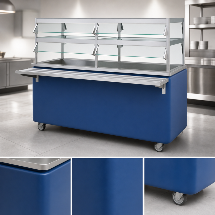 Product image #3 for Dinex DXPR2CM Reflections Mobile Refrigerated Cold Food Unit, 2 Full-Size Pan Capacity