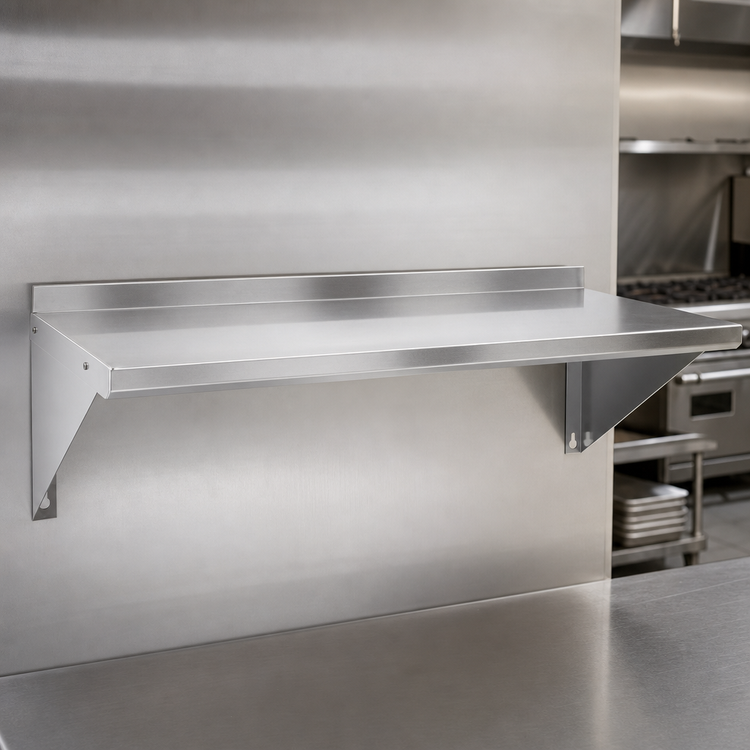 Product image #3 for BK Resources BKWSE-1636 Economy Wall-Mounted Stainless Steel Shelf, 36 x 16 Inches