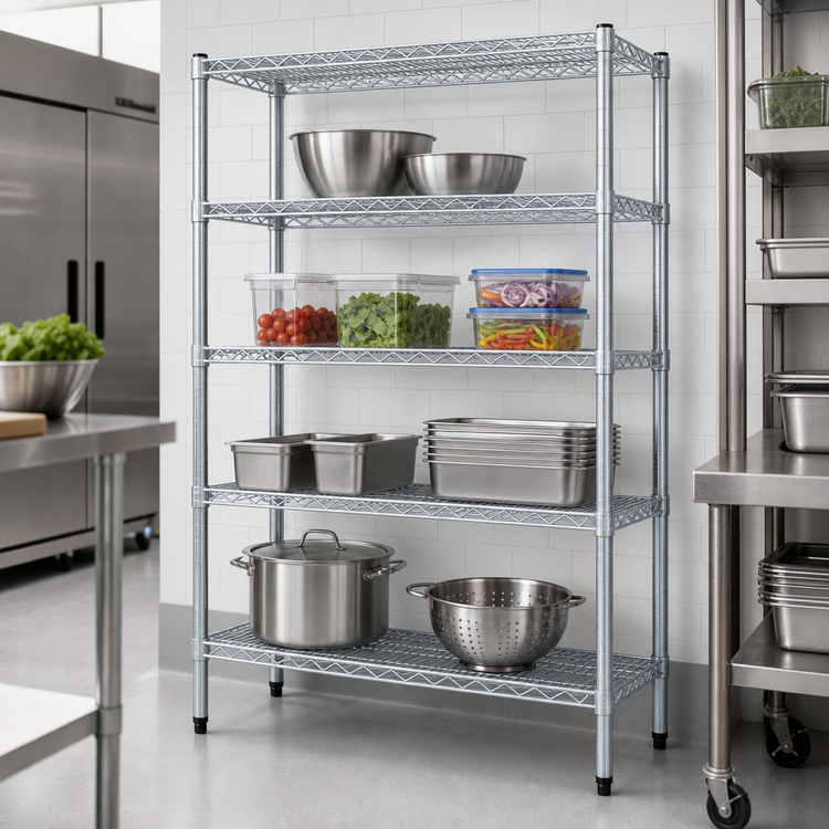 Product image #3 for EAGLEbrite 4-Tier Wire Starter Shelving Unit, 42"W x 24"D x 74"H, Zinc Finish