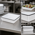 Thumbnail image #3 for American Metalcraft Endurance Rectangular Melamine Bowl, 212 oz, White with Black Rim
