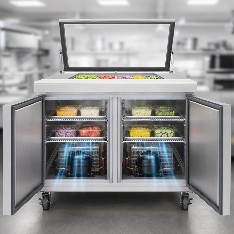 Product image #3 for Continental Refrigerator SW36N12M-HGL 36" Mighty Top Sandwich Unit with Hinged Glass Lid