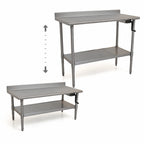 Thumbnail image #3 for Eagle Group AdjusTable T2472SEB-BS-HA 72 x 24 in. Height-Adjustable Stainless Steel Work Table, 4 in. Backsplash, Undershelf