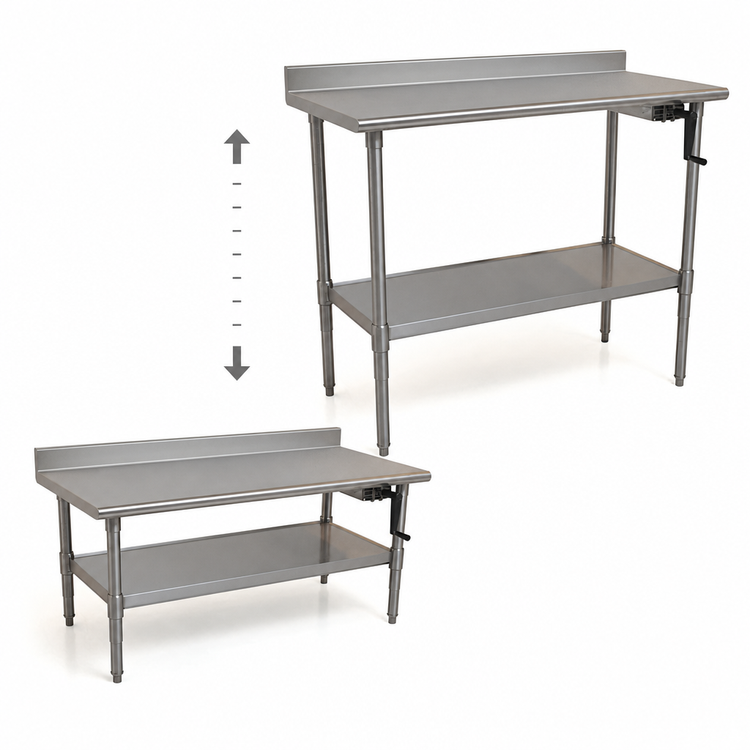 Product image #3 for Eagle Group AdjusTable ADA/Ergonomic Height Adjustable Stainless Steel Work Table with Backsplash and Undershelf, 72 x 24 Inches