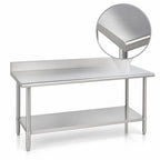 Thumbnail image #3 for Duke Manufacturing 314S-3648-5R Stainless Steel Work Table, 48 x 36 in., 14-Gauge 300 Series Top, 5-Inch Backsplash, Undershelf