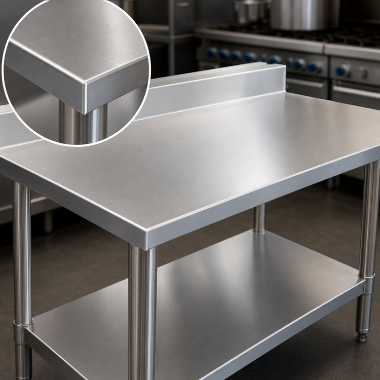 Product image #3 for Eagle Spec-Master Marine Series Stainless Steel Work Table with 4-1/2" Backsplash and Adjustable Undershelf, 48"W x 30"D