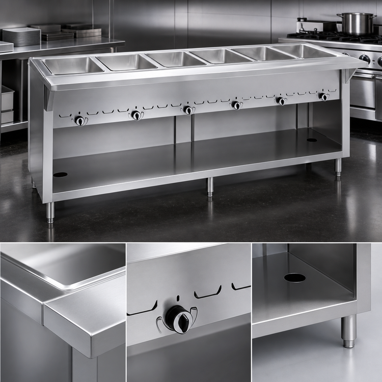 Product image #3 for Thurmaduke G-6-CBSS 6-Well Gas Dry Heat Steamtable Unit