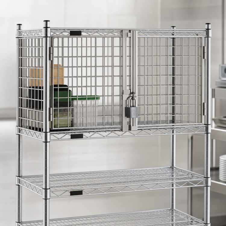 Product image #3 for Eagle Group 60"W x 18"D Stainless Steel Security Enclosure Kit with Hinged Doors for Wire Shelving