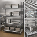 Thumbnail image #3 for Cambro Camshelving® Elements EXA246072V4480 24" x 60" x 72" 4-Shelf Vented Stationary Add-On Polymer Shelving Unit, Speckled Gray