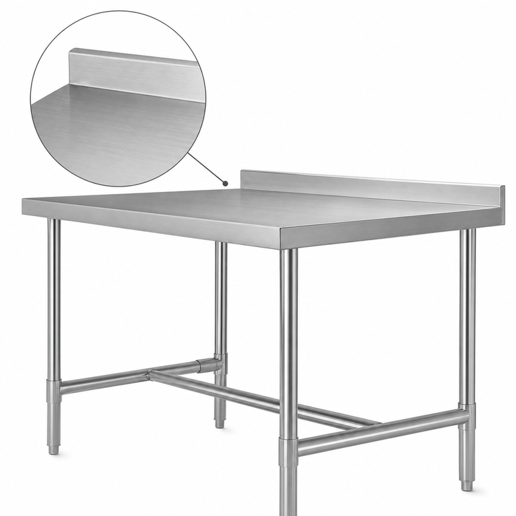 Product image #3 for 60-Inch x 24-Inch Stainless Steel Open Base Work Table with 2-Inch Rear Up-Turn