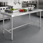 Thumbnail image #3 for Klinger's Trading HBST1872 72-Inch x 18-Inch Stainless Steel Work Table with Open H-Base and 2-Inch Rear Upturn