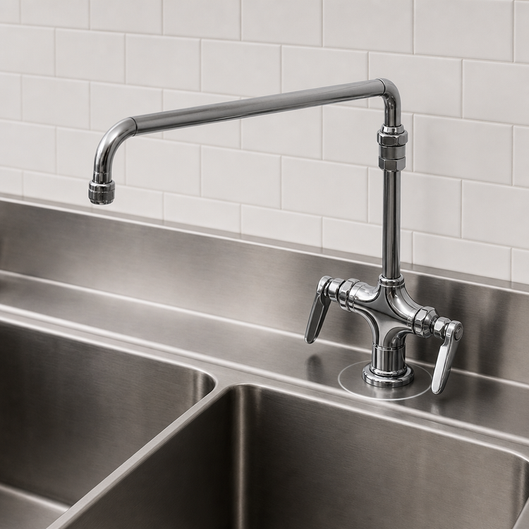 Product image #3 for T&S Brass Double Pantry Mixing Faucet with 18-Inch Swing Nozzle and Lever Handles