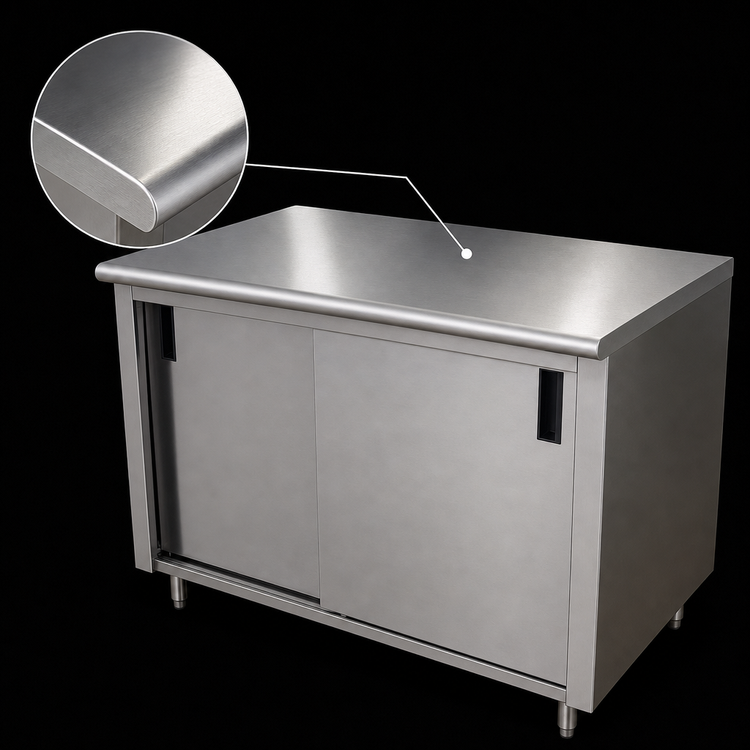 Product image #3 for Advance Tabco 72 Inch x 30 Inch Enclosed Work Table with Cabinet Base, Sliding Doors, and 14-Gauge 304 Stainless Steel Top
