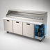 Thumbnail image #3 for Randell 95-Inch Three-Section Refrigerated Raised Rail Prep Table, 42 1/6-Pan Capacity, Self-Contained R290, Compressor Right