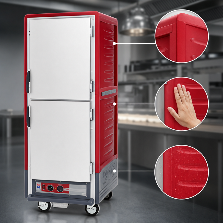 Product image #3 for Metro C5 3 Series Full-Height Mobile Heated Holding Cabinet with Dutch Insulated Aluminum Doors, 34 Full-Size Pan Capacity
