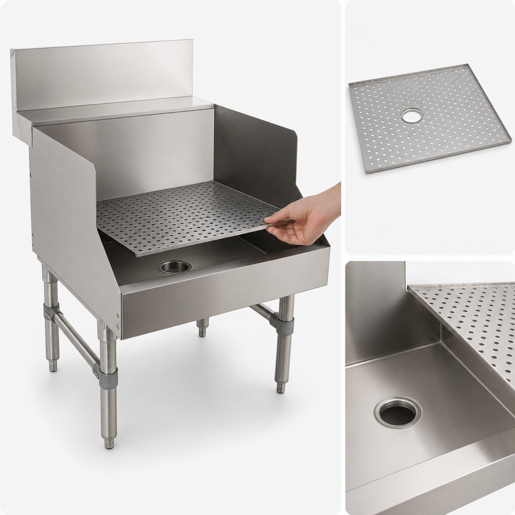 Product image #3 for Advance Tabco Prestige Freestanding Recessed Glass Unit with Perforated Drain Pan, 30 x 30 Inches