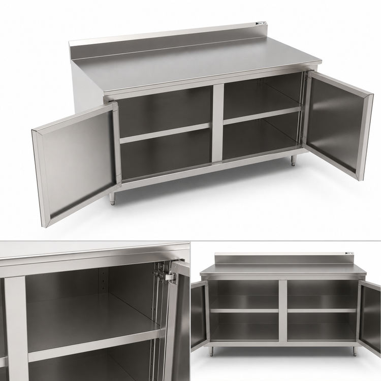 Product image #3 for John Boos Enclosed Stainless Steel Work Table with Cabinet Base, 5-Inch Backsplash, 84 x 24 Inches