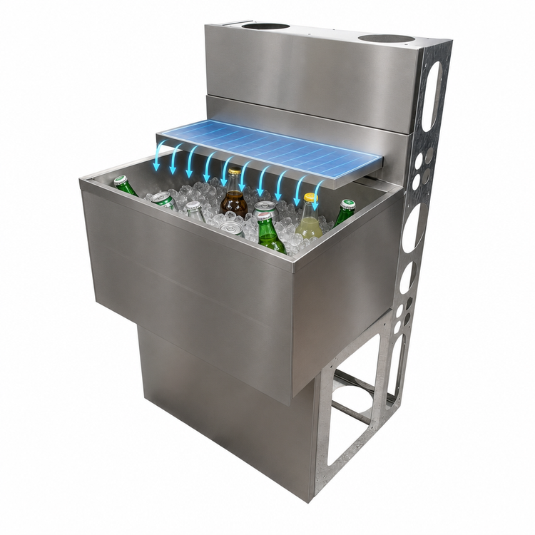 Product image #3 for BK Resources Underbar Ice Bin with 8-Circuit Aluminum Cold Plate, 66 lb Capacity