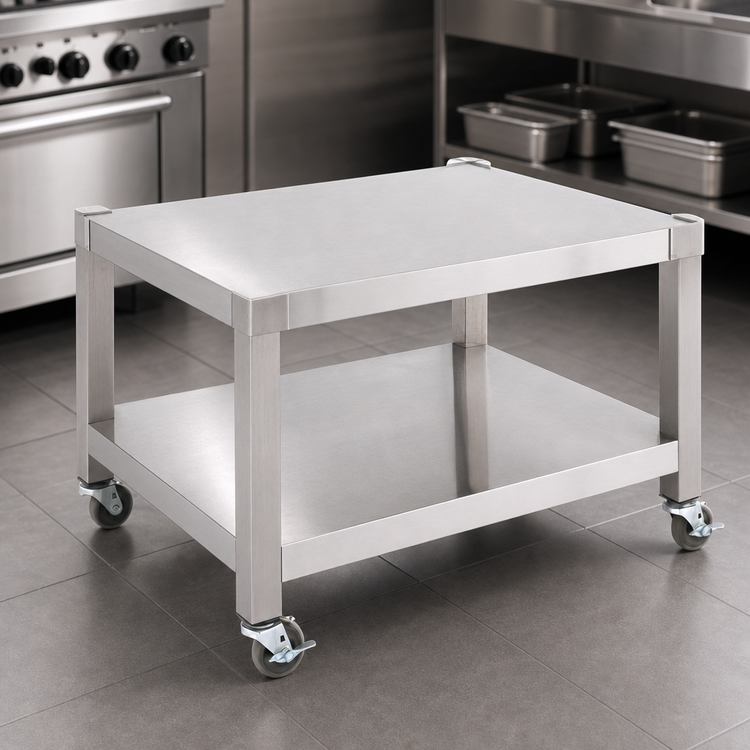 Product image #3 for Garland Heavy-Duty 24-Inch Counter Equipment Stand with Open Base, Shelf, and Front-Locking Casters