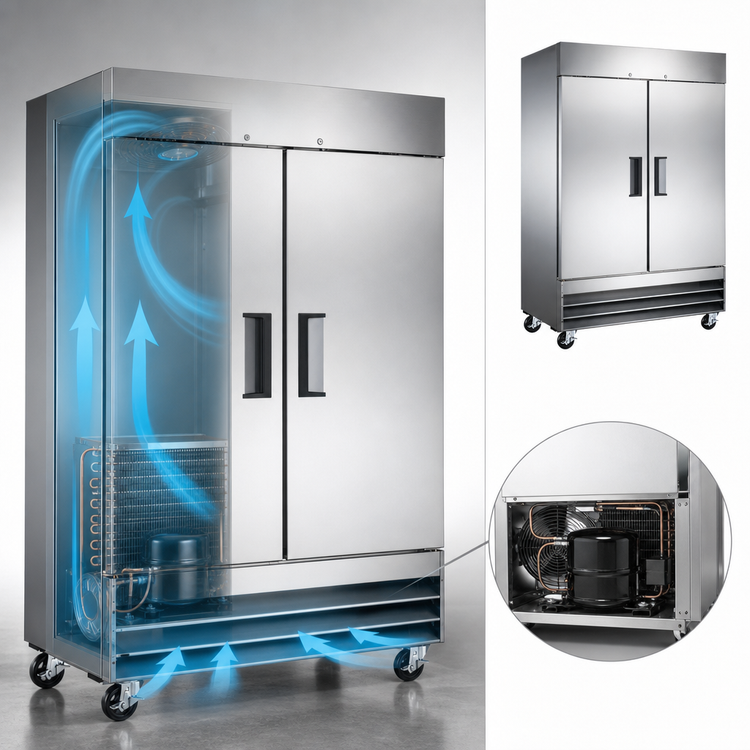 Product image #3 for 54-Inch Two-Door Reach-In Refrigerator, Self-Contained, Stainless Steel