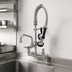 Thumbnail image #4 for T&S Brass 8-Inch Center Wall-Mount Mini Pre-Rinse Faucet with Add-On Faucet, 6-Inch Swing Nozzle, and 1.15 GPM Spray Valve