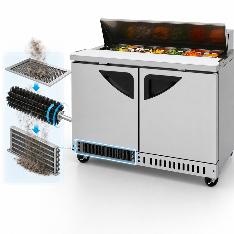 Product image #3 for Turbo Air Super Deluxe 48-1/4-Inch Two-Section Front Breathing Refrigerated Sandwich/Salad Prep Table with 12-Pan Opening
