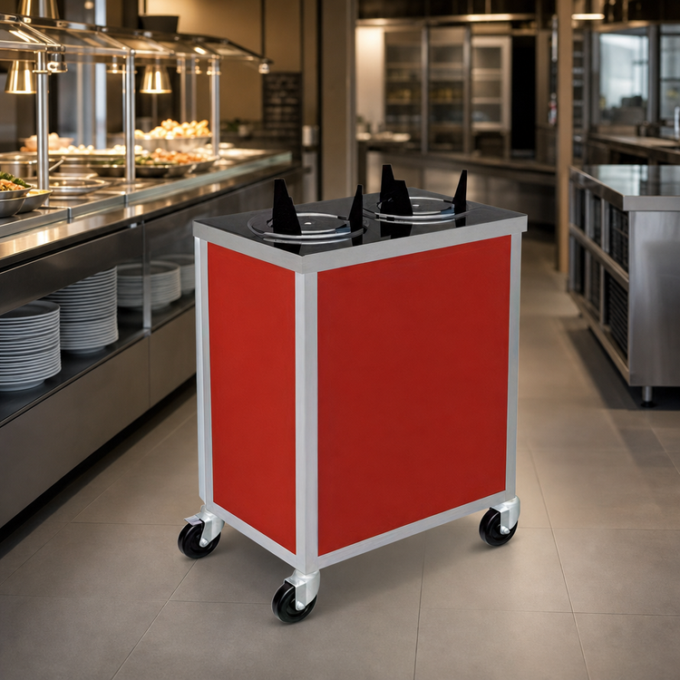 Product image #3 for Atlas Metal MEPD3H-12 Mobile Heated Three-Tube Plate Dispenser