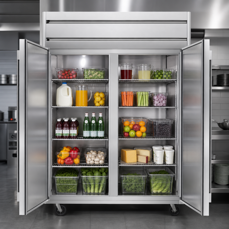 Product image #3 for Beverage-Air Horizon Series Two-Section Reach-In Refrigerator with Solid Hinged Doors, 45.2 Cu. Ft., Top-Mounted Self-Contained Refrigeration