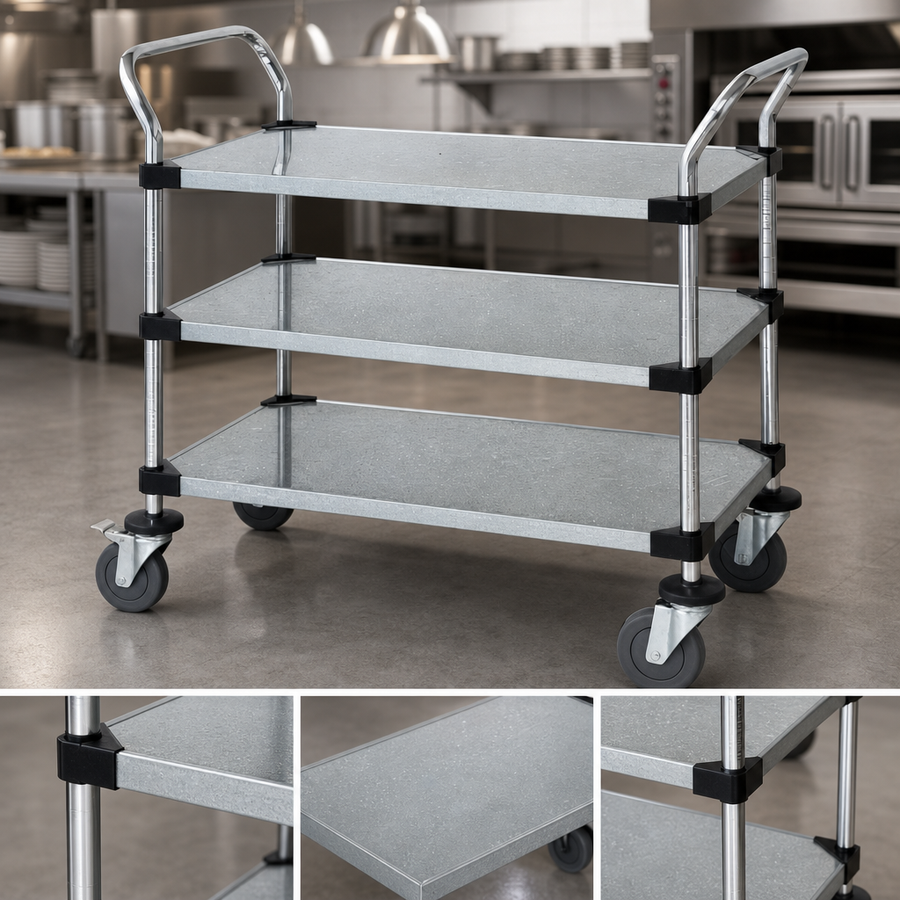 Three Solid Galvanized Shelves