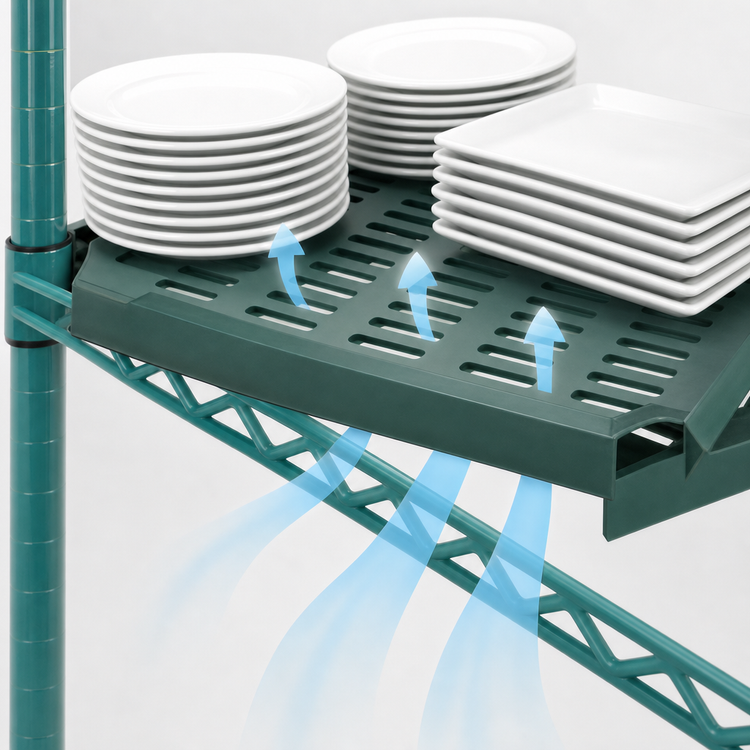 Product image #3 for Eagle QuadPLUS Louvered Polymer Shelf Mat with Wire Quad-Adjust Frame, 42 x 18 Inches, Green