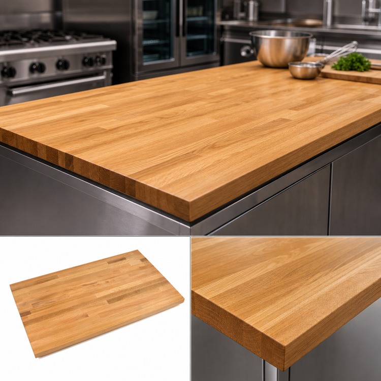 Product image #3 for Appalachian Red Oak Blended-Rail Edge-Grain Island Countertop, 72 x 27 x 1-1/2 Inch, Varnique Finish