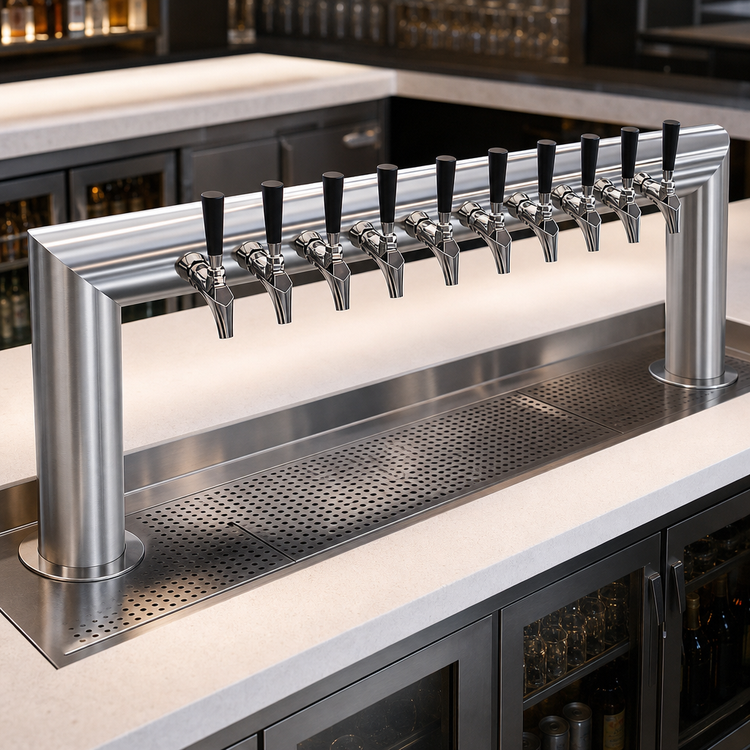 Product image #3 for Krowne 10-Faucet Pass-Thru Glycol-Cooled Beer Tower, 43-Inch Overall Length, Brushed Stainless Steel