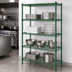 Thumbnail image #3 for Steel Works Stainless Heavy Duty 5-Tier Stationary Wire Shelving Unit, 54 x 24 x 84 Inches, Green Epoxy