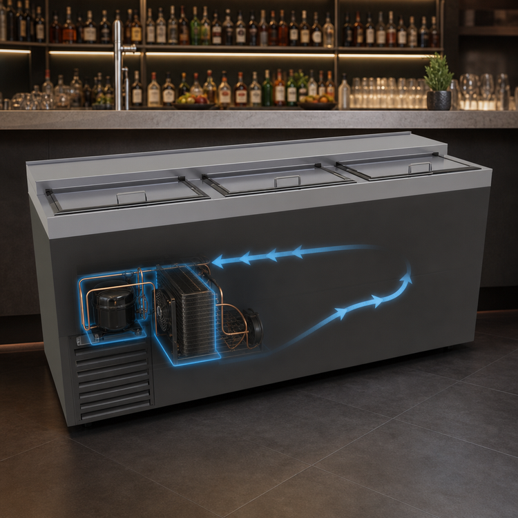 Product image #3 for Glastender 72-Inch Flat Top Bottle Cooler with 3 Sliding Doors
