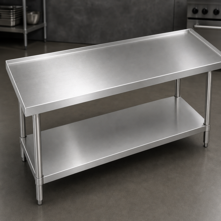 Product image #3 for Advance Tabco 96" x 24" Stainless Steel Equipment Stand with Adjustable Undershelf and 14-Gauge 304 Top