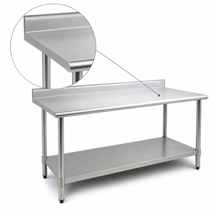 Product image #3 for BlendPort Deluxe Series 48 Inch x 24 Inch Stainless Steel Work Table with Backsplash and Undershelf