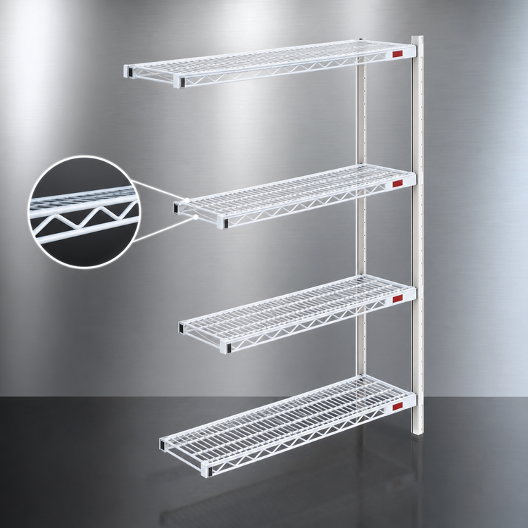 Product image #3 for EagleGard 4-Tier Add-On Wire Shelving Unit, 42W x 18D x 74H, Hybrid Epoxy Finish