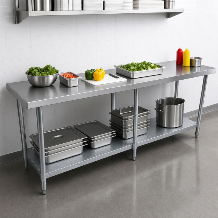 Product image #3 for BK Resources 84" x 24" Stainless Steel Work Table with Galvanized Undershelf