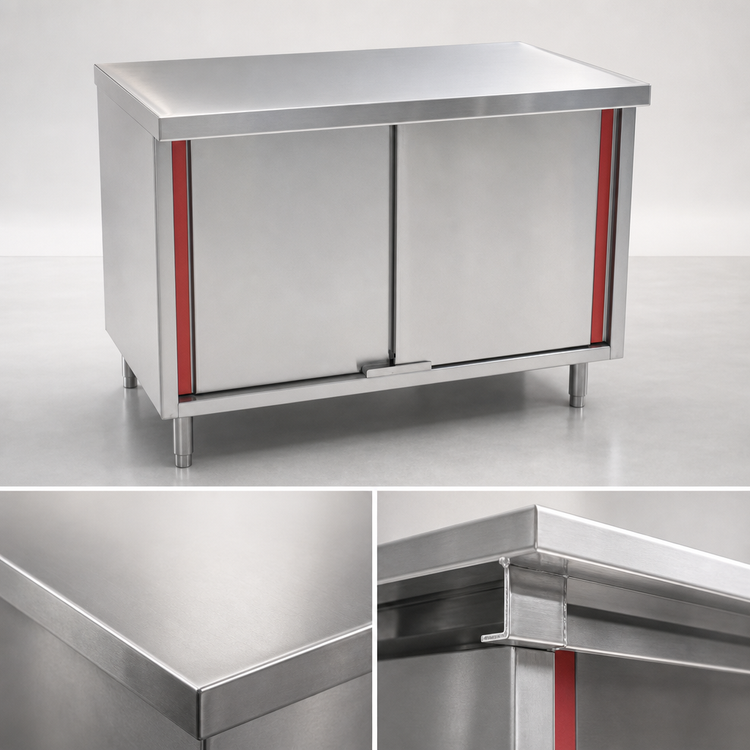 Product image #3 for Spec-Master Marine Series Enclosed Work Table with Sliding Doors, 48 W x 30 D, 14/304 Stainless Steel Top
